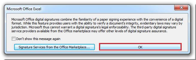 Hướng dẫn cách thêm một chữ ký số (digital signature) trong Excel